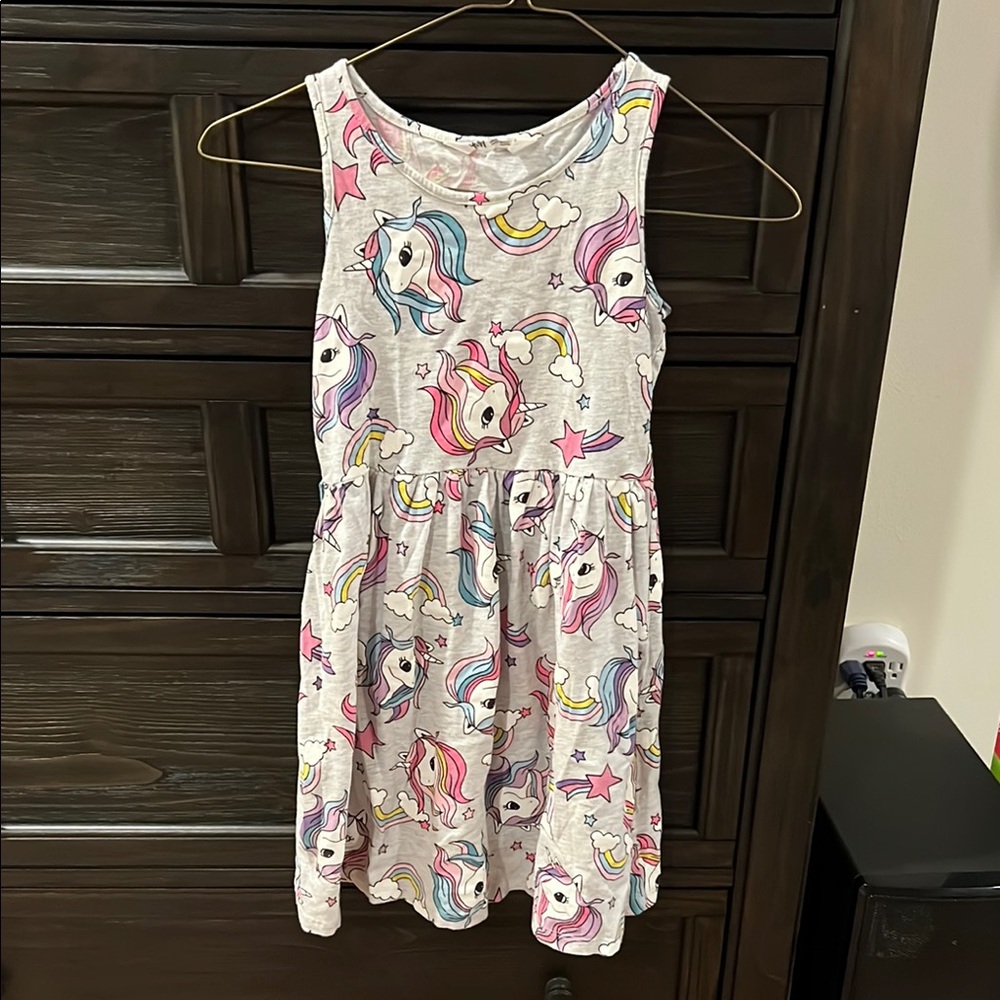 H&M White Grey Sundress Sleeveless Scoop Neck Casual